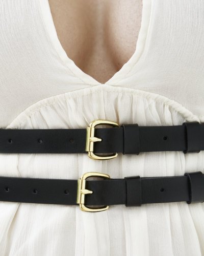 Athena | Black With Golden Buckles